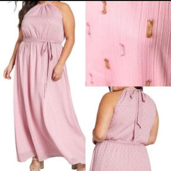 NWT Modcloth Illuminated Elegance Chiffon Halter Maxi dress - Picture 11 of 15